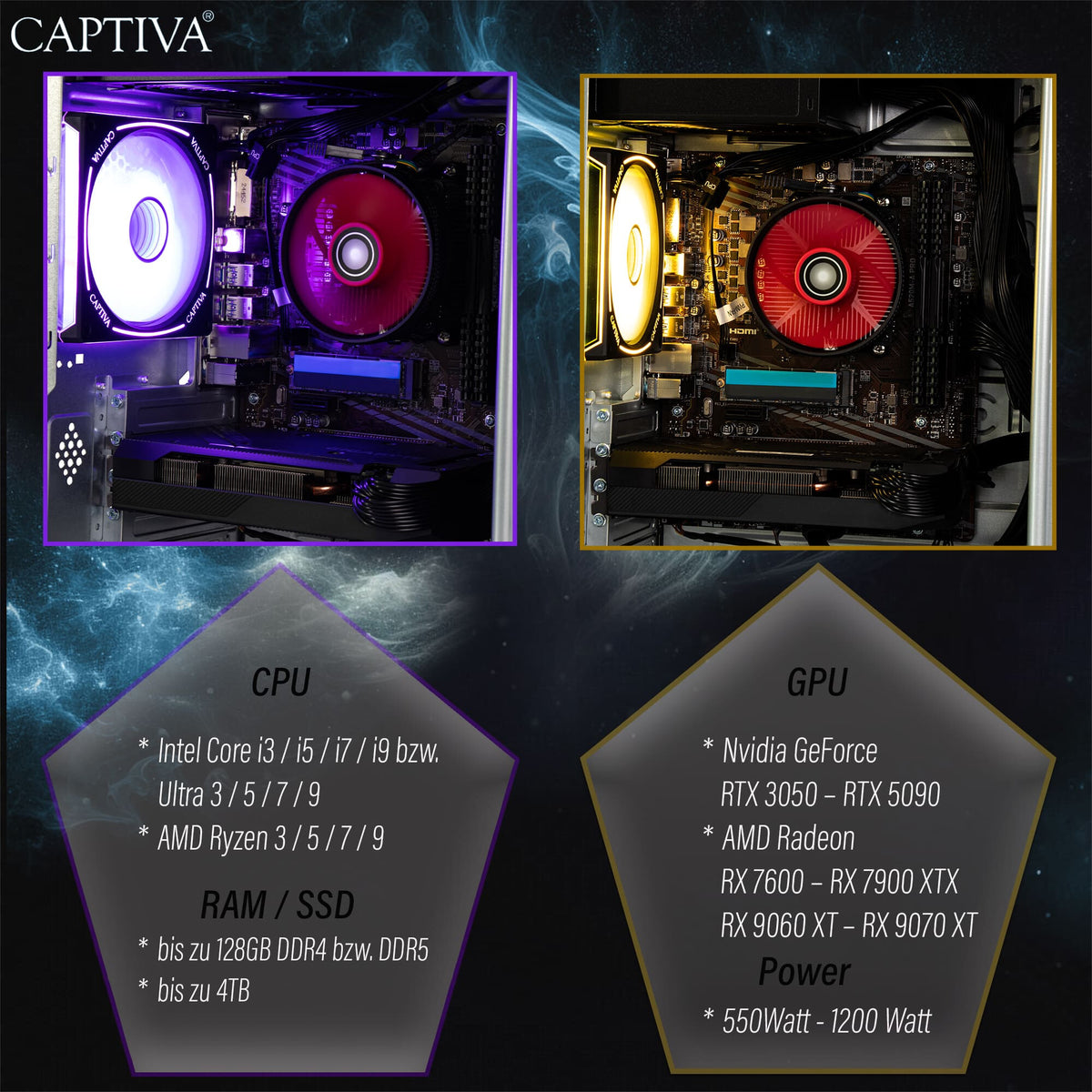 CAPTIVA 92769 persondatorer/arbetsstationer AMD Ryzen™ 7 5700X 32 GB DDR4-SDRAM 1 TB SSD NVIDIA GeForce RTX 5060 Ti Windows 11 Home PC Svart