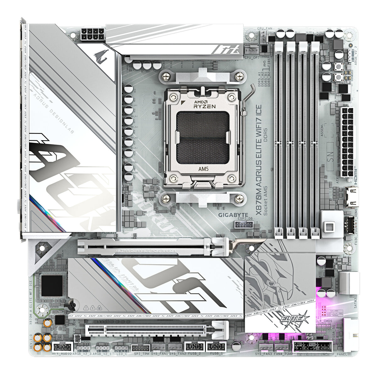 GIGABYTE X870M AORUS ELITE WIFI7 ICE AMD X870 AM5-sockel micro ATX