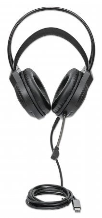 Manhattan 180696 hörlur och headset Kabel Huvudband Spela USB Type-A Svart