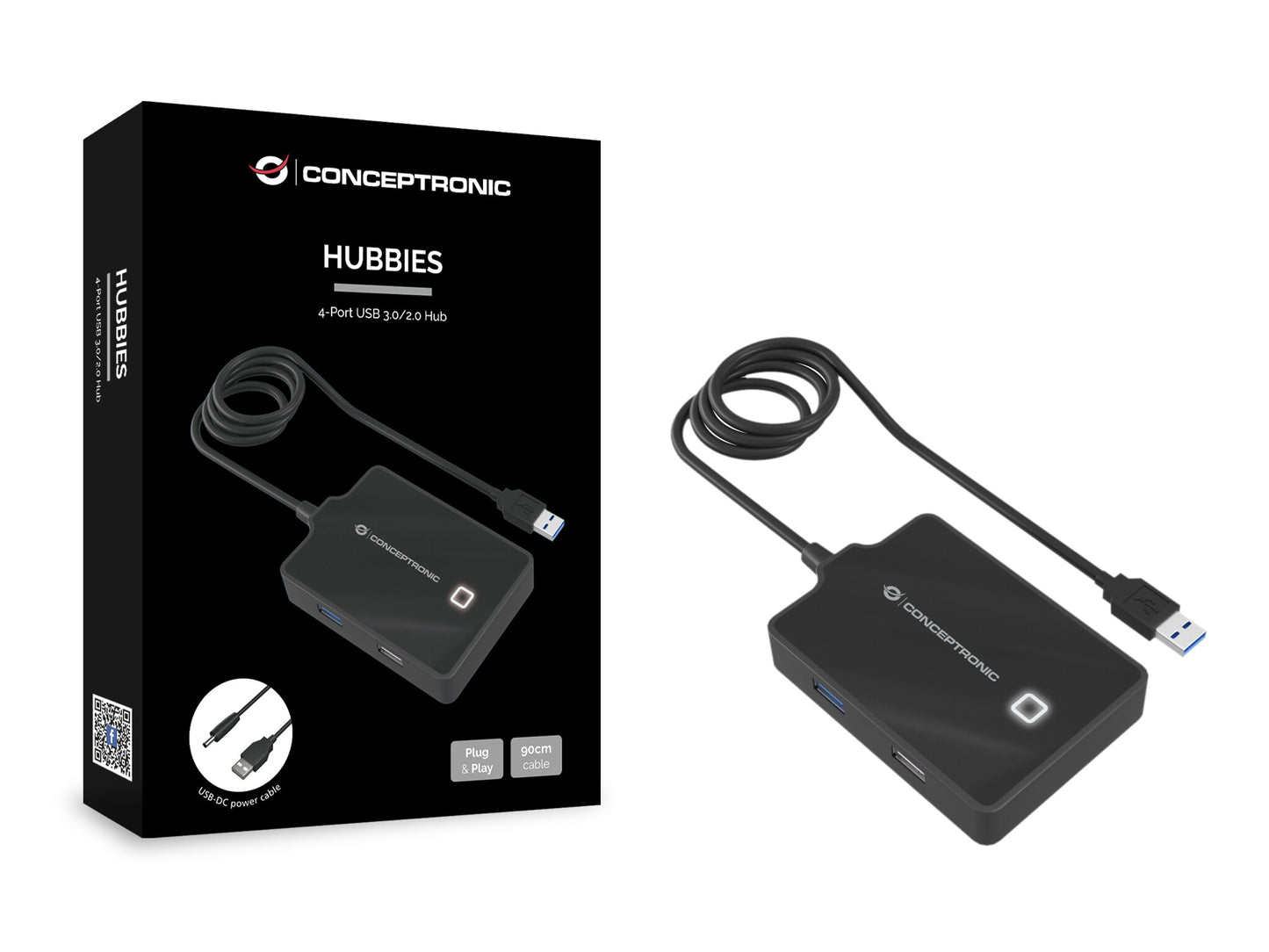 Conceptronic HUBBIES10B dockningsstationer för bärbara datorer USB 3.2 Gen 1 (3.1 Gen 1) Type-A Svart