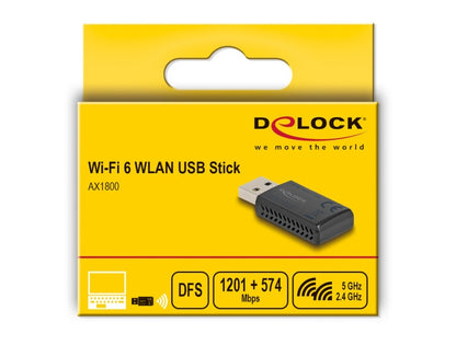 DeLOCK Wi-Fi 6 dualband WLAN USB-sticka AX1800 (1201 + 574 Mbps)