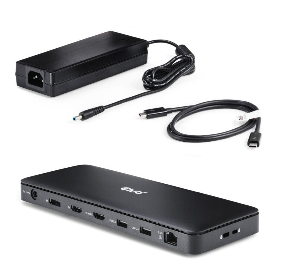 CLUB3D Thunderbolt 4 Certified 11-in-1 mobildockningsstationer Universal Svart