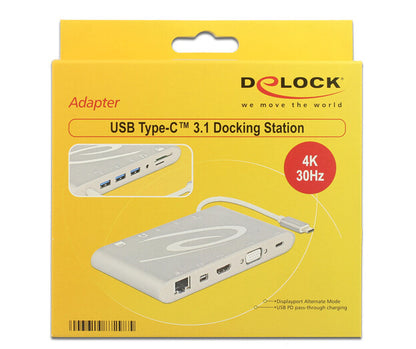 DeLOCK 87298 dockningsstationer för bärbara datorer USB 3.2 Gen 1 (3.1 Gen 1) Type-C Silver