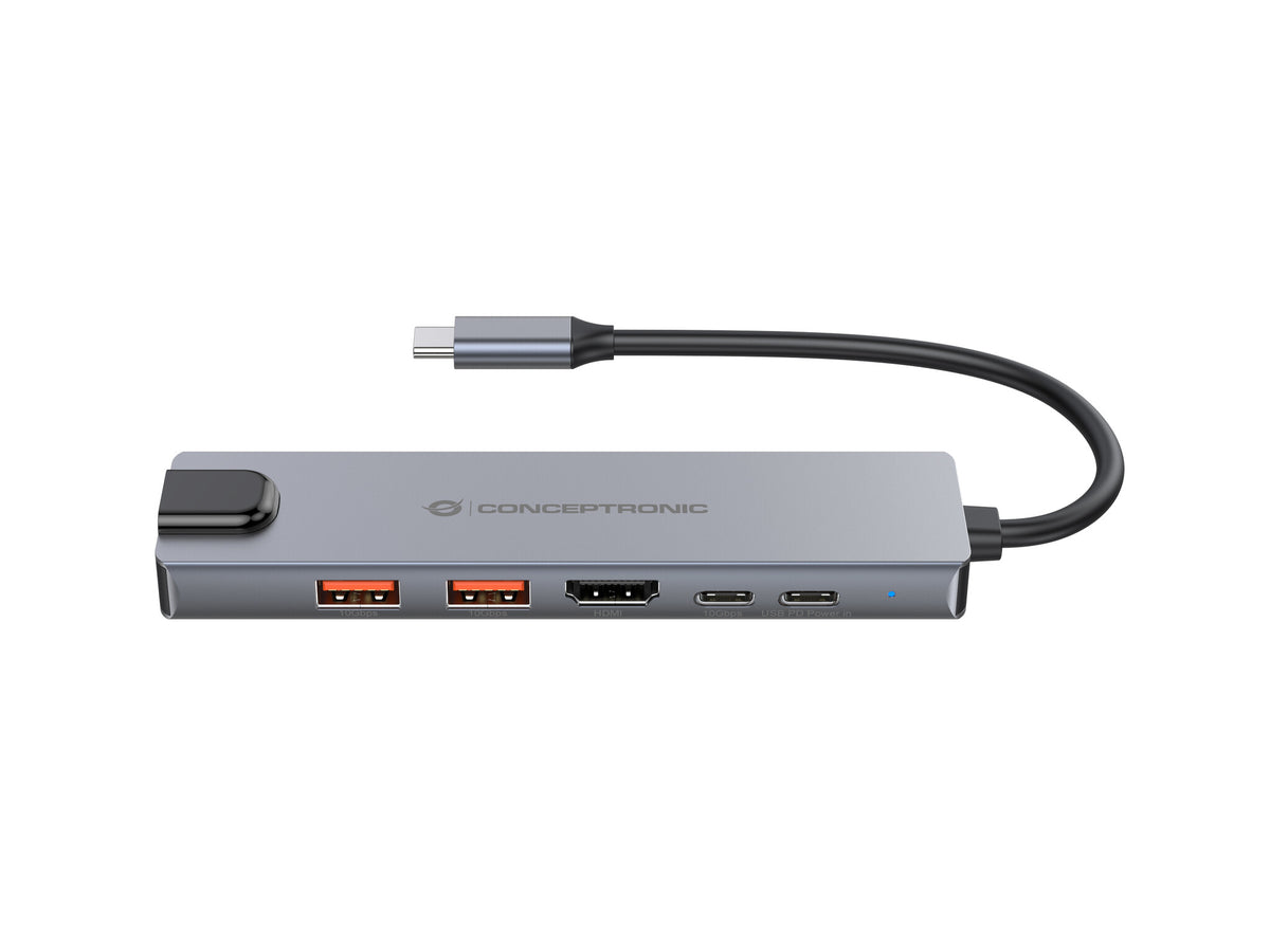 Conceptronic DONN29G dockningsstationer för bärbara datorer Kabel USB 3.2 Gen 2 (3.1 Gen 2) Type-C Grå