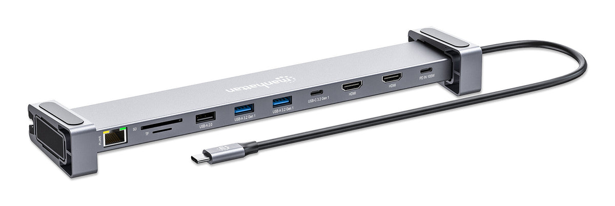 Manhattan 190398 dockningsstationer för bärbara datorer Kabel USB 3.2 Gen 1 (3.1 Gen 1) Type-C Grå