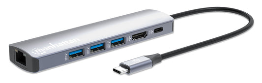 Manhattan 153959 dockningsstationer för bärbara datorer Kabel USB 3.2 Gen 1 (3.1 Gen 1) Type-C Silver