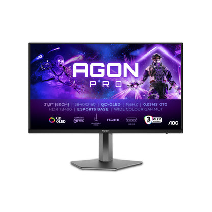 AOC AGON PRO AG326UD platta pc-skärmar 80 cm (31.5") 3840 x 2160 pixlar 4K Ultra HD QD-OLED Svart