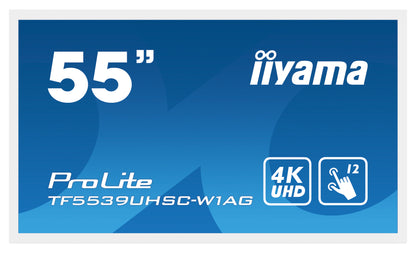 iiyama ProLite TF5539UHSC-W1AG platta pc-skärmar 139,7 cm (55") 3840 x 2160 pixlar 4K Ultra HD LED Pekskärm Flera användare Vit