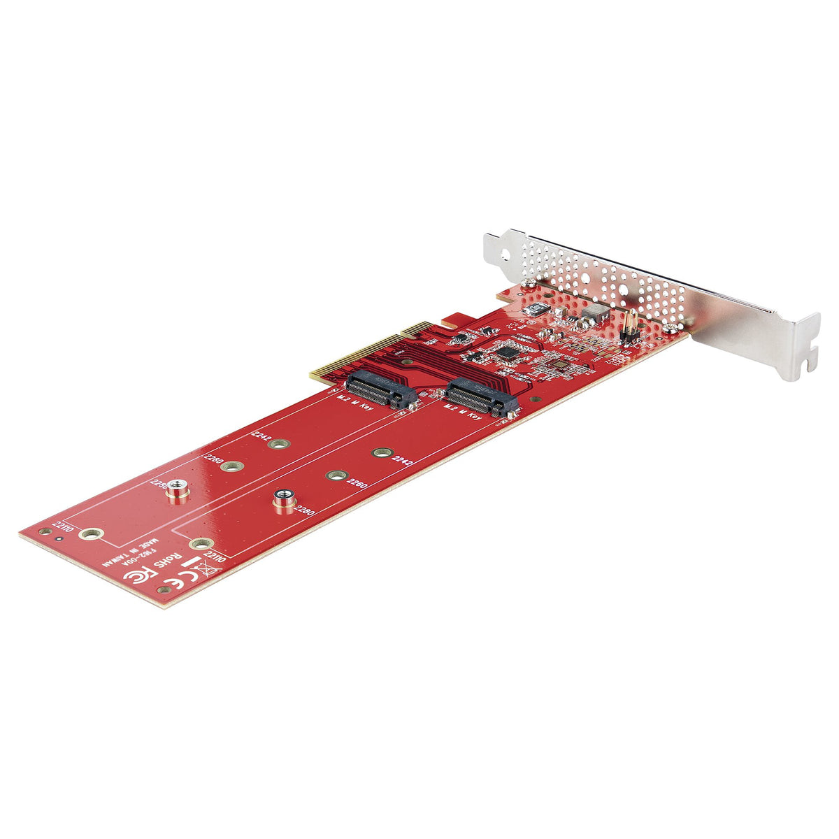 StarTech.com Dubbla M.2 PCIe SSD-adapterkort, PCIe x8/x16 till dubbla NVMe- eller AHCI M.2 SSD-diskar, PCI Express 4.0, 7,8 GBps/disk, bifurkation krävs - Windows-/Linux-kompatibel