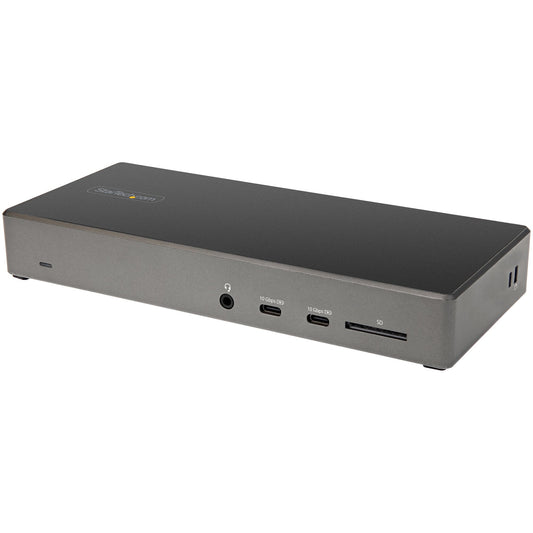 StarTech.com USB C-dockningsstation - USB Type-C dockningsstation för tre 4K-skärmar - 100 W strömförsörjning - DP 1.4 alt-läge och DSC, 2x DisplayPort 1.4/HDMI 2.0 - 6x USB (2x 10 Gbit/s) - Windows/Chrome