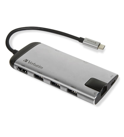 Verbatim 49142 dockningsstationer för bärbara datorer USB 3.2 Gen 1 (3.1 Gen 1) Type-C Svart, Silver