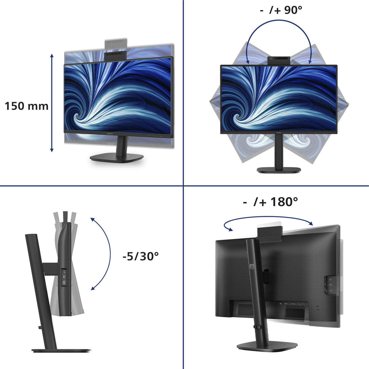 Philips 3000 series 24B2N3200JH/00 platta pc-skärmar 60,5 cm (23.8") 1920 x 1080 pixlar Full HD LCD Svart