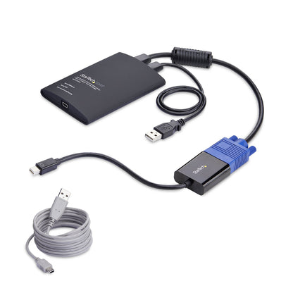 StarTech.com Akutvagn-adapter för bärbar dator, USB/VGA/Mini DisplayPort KVM-konsol, filöverföring och videoinspelning, TAA-kompatibel