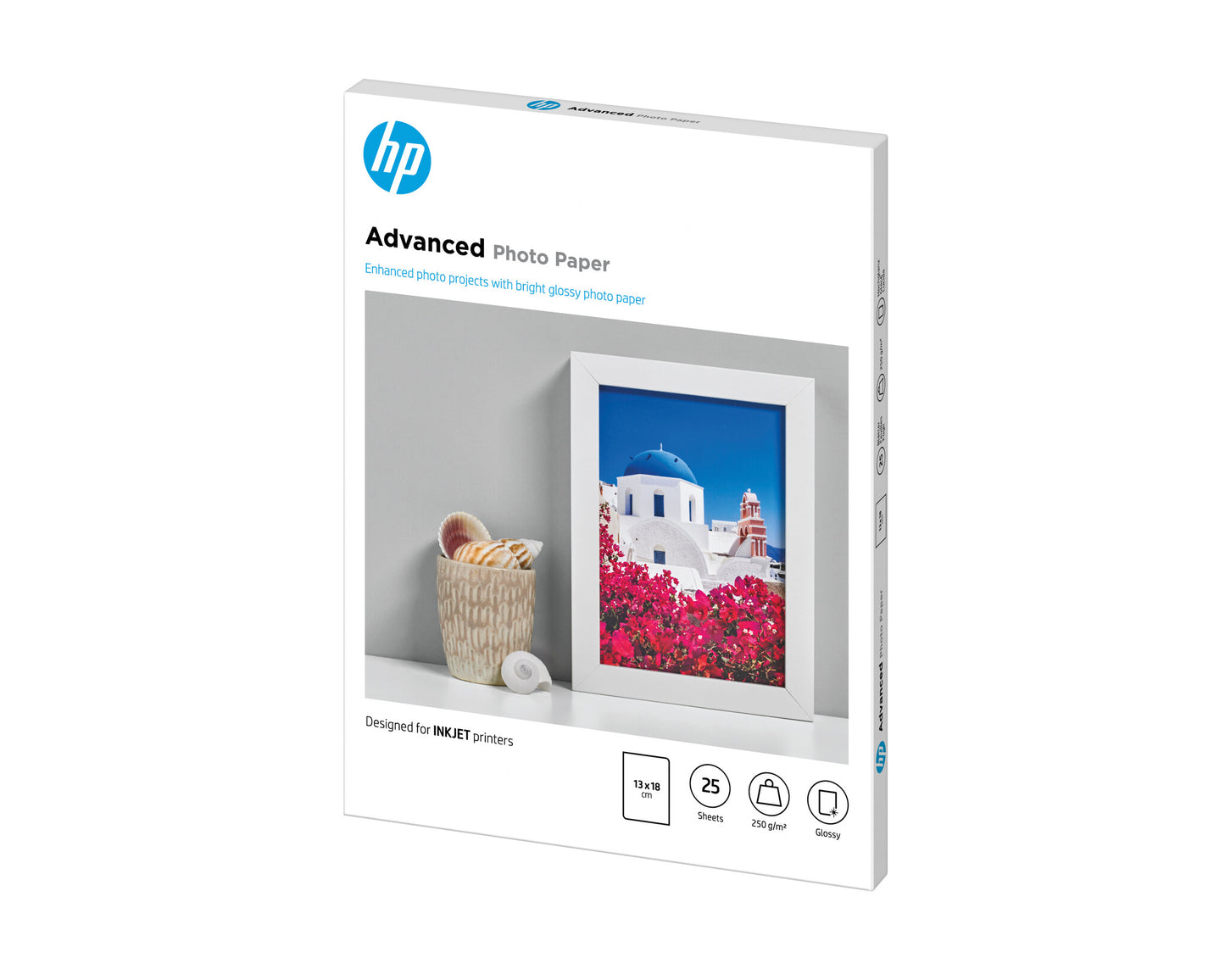 HP Advanced Photo-papper, glättat, 250 g/m2, 13 x 18 cm (127 x 178 mm), 25 ark