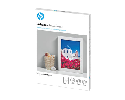 HP Advanced Photo-papper, glättat, 250 g/m2, 13 x 18 cm (127 x 178 mm), 25 ark