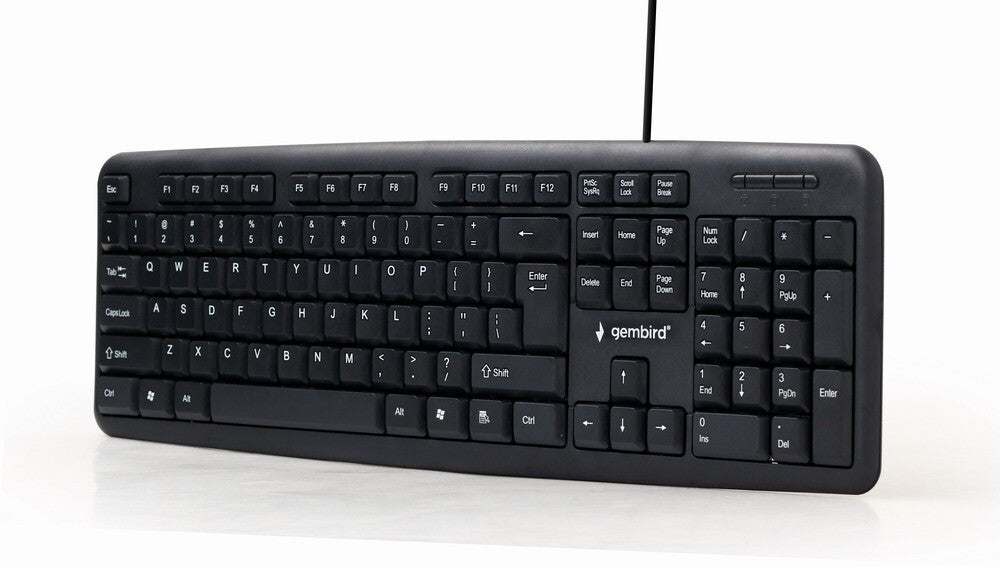Gembird KB-U-103-RU tangentbord Kontor USB QWERTY Engelsk, Rysk Svart