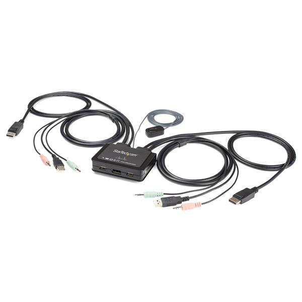 StarTech.com 2 Port USB 4K60Hz DisplayPort KVM-switch med inbyggda kablar