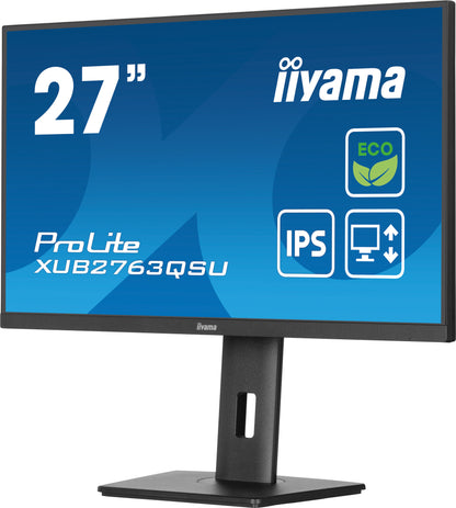 iiyama ProLite XUB2763QSU-B1 platta pc-skärmar 68,6 cm (27") 2560 x 1440 pixlar Quad HD LED Svart