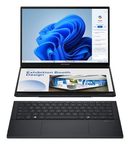 ASUS Zenbook Duo UX8406CA-PZ068X Intel Core Ultra 9 285H Hybrid (2-i-1) 35,6 cm (14") Pekskärm 3K 32 GB LPDDR5x-SDRAM 2 TB SSD Wi-Fi 7 (802.11be) Windows 11 Pro tyska Grå