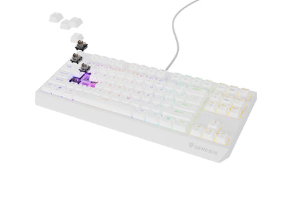 GENESIS Thor 230 TKL tangentbord Spela USB + RF Wireless + Bluetooth QWERTY Vit
