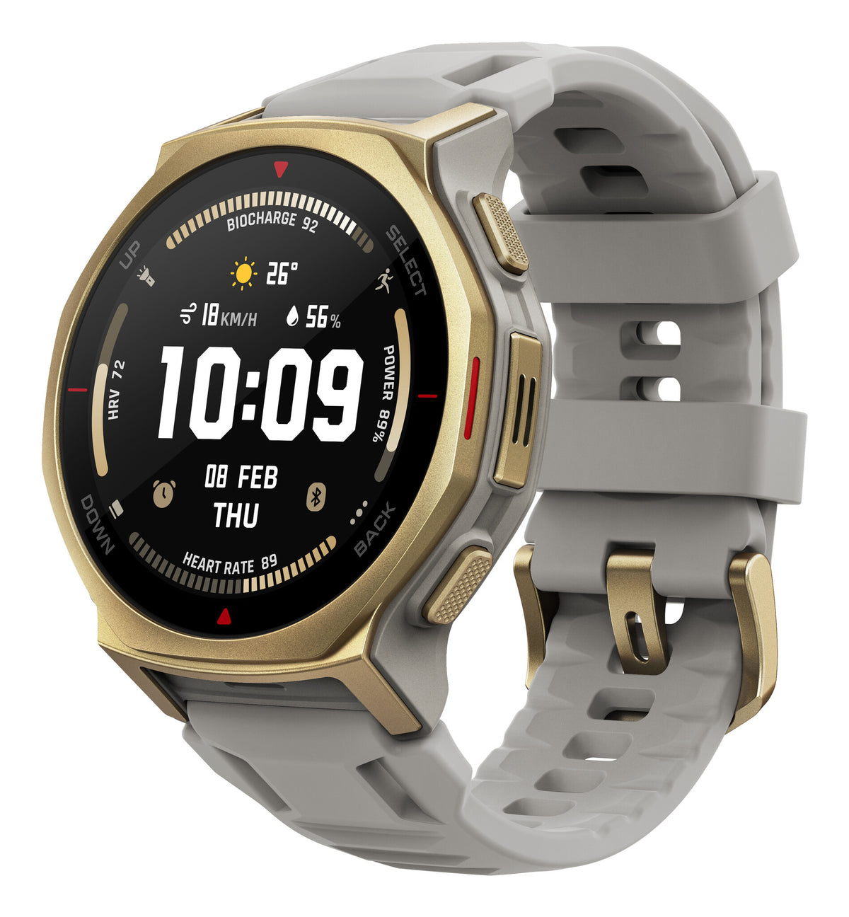 Amazfit T-rex 3 Pro 3,35 cm (1.32") AMOLED 44 mm Digital 466 x 466 pixlar Pekskärm Guld Wi-Fi GPS