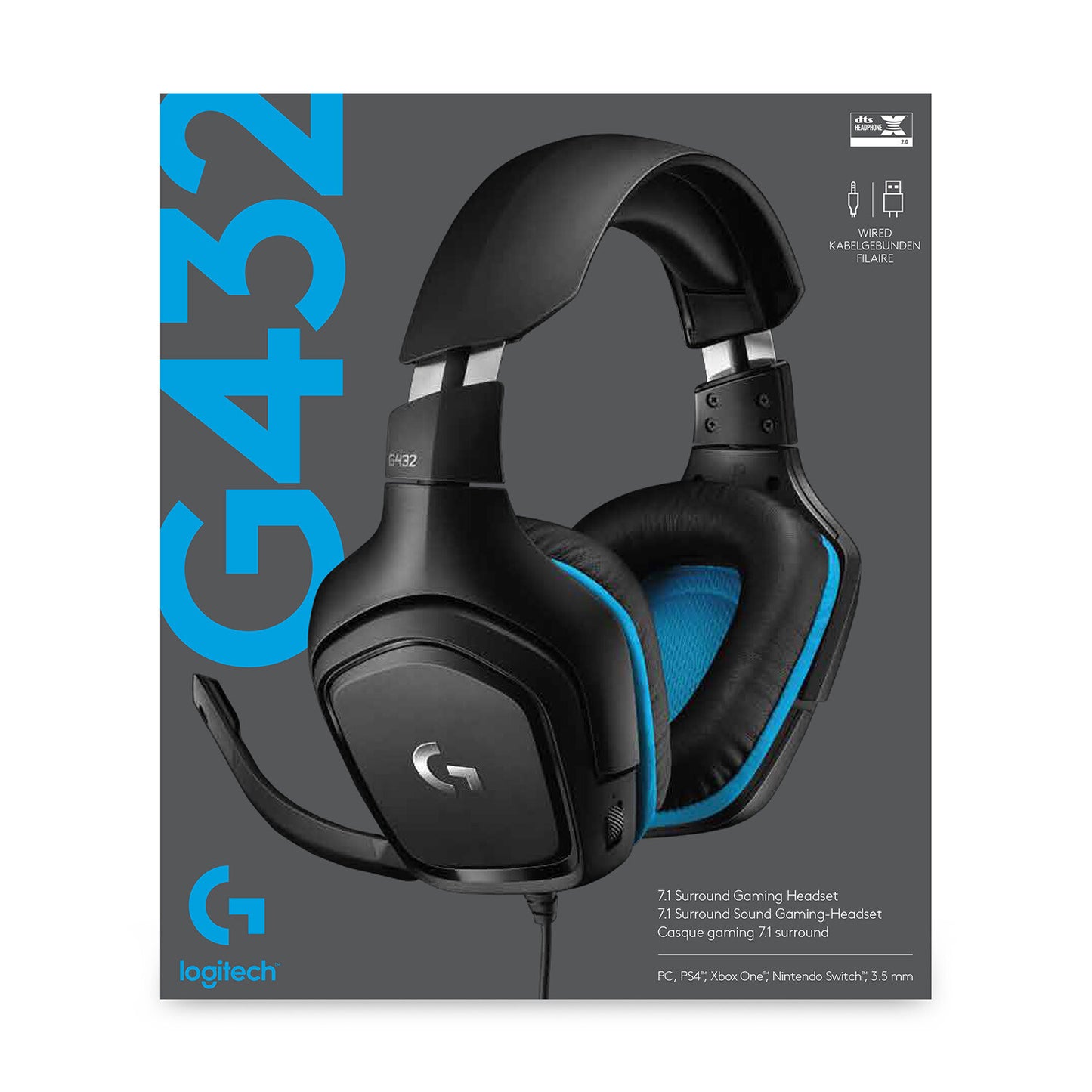 Logitech G 981-000770 hörlur och headset Kabel Huvudband Spela Svart, Blå