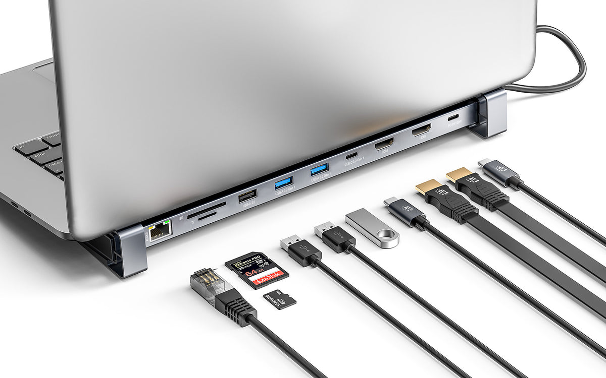 Manhattan 190398 dockningsstationer för bärbara datorer Kabel USB 3.2 Gen 1 (3.1 Gen 1) Type-C Grå