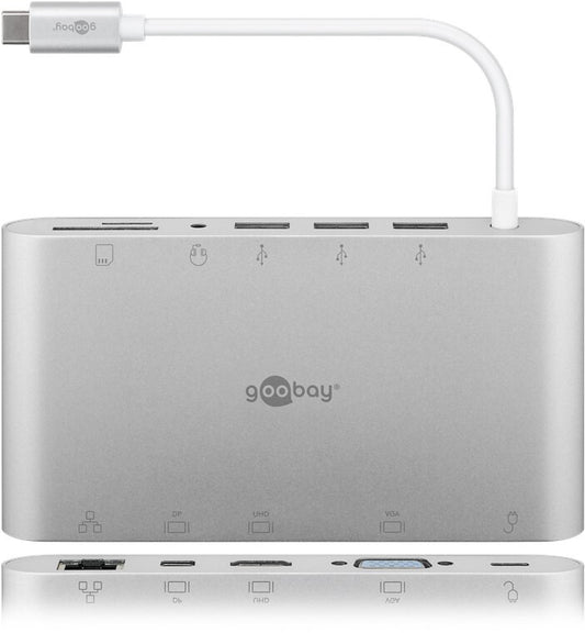 Goobay 62113 dockningsstationer för bärbara datorer Kabel USB 3.2 Gen 1 (3.1 Gen 1) Type-C Silver