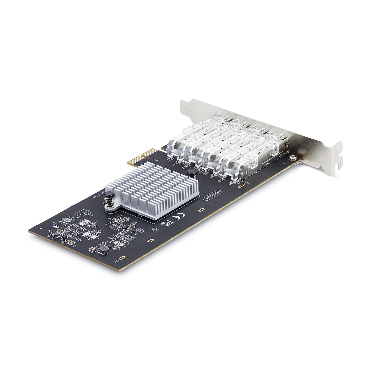 StarTech.com GbE SFP-nätverkskort med 4 portar, PCIe 2.0 x2 (kompatibelt med x4, x8, x16), Intel I350-AM4 4x 1 GbE-styrenhet, 1000BASE koppar/fiberoptisk, Gigabit Ethernet NIC med fyra portar för stationär dator/server - Windows och Linux