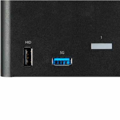 StarTech.com 2-ports DisplayPort KVM-switch för tre skärmar - 4K 60 Hz UHD HDR - Desktop DP 1.2 KVM med 2 portar USB 3.0-hubb (5 Gbit/s) och 4x USB 2.0 HID-portar, ljud - Snabbtangenter för omkoppling - TAA