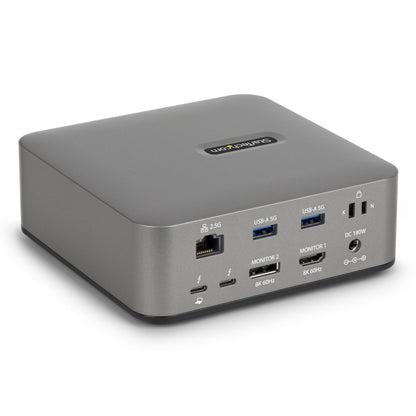 StarTech.com Thunderbolt 5-dockningsstation, DP/HDMI, dockningsstation för tre bildskärmar upp till 4K 144 Hz eller Dual 8K 60 Hz, 5x USB-portar, 140 W laddning för bärbar dator