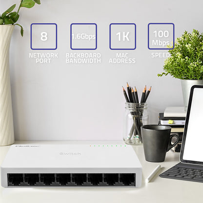 Qoltec 52246 nätverksswitchar Ohanterad Vit