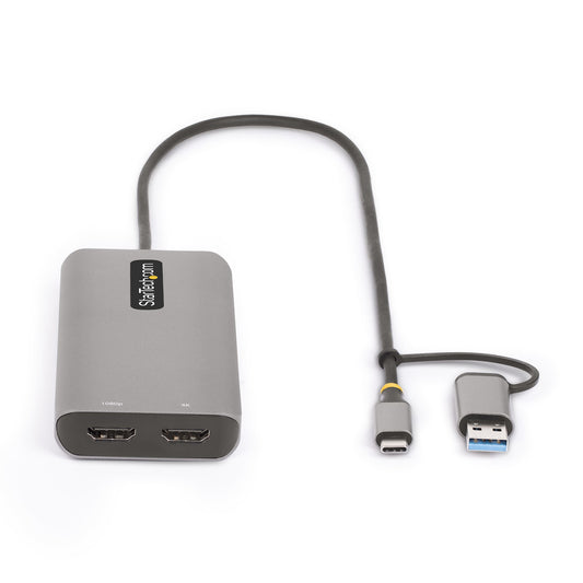 StarTech.com USB-C-multiportadapter med USB-C till USB-A-dongel, dubbel HDMI (4K 30 Hz/1080p 60 Hz), 3x USB-A 5 Gbps, mini-resedocka, dockningsstation för bärbar dator, 40 cm kabel