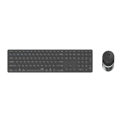 Rapoo 9850M tangentbord Mus inkluderad Hem Trådlös RF + Bluetooth QWERTZ tyska Grå