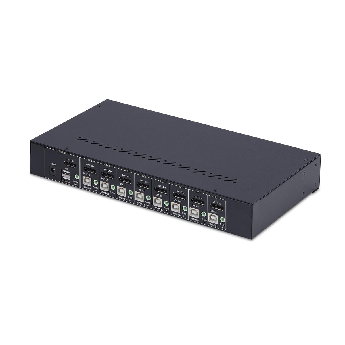 StarTech.com 8-portars DisplayPort KVM-switch med 1U-rackfästessats, 4K 60 Hz DP 1.2, tryckknapps- och snabbtangentväxling, 4-portars USB-hubb, OS-oberoende, TAA-kompatibel