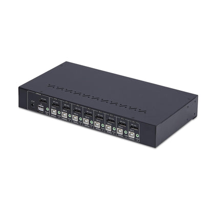 StarTech.com 8-portars DisplayPort KVM-switch med 1U-rackfästessats, 4K 60 Hz DP 1.2, tryckknapps- och snabbtangentväxling, 4-portars USB-hubb, OS-oberoende, TAA-kompatibel
