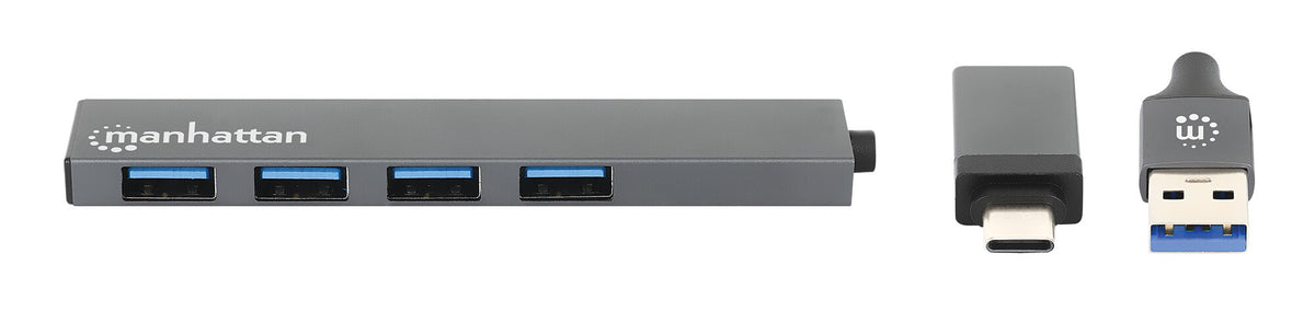 Manhattan 181006 gränssnittshubbar USB 3.2 Gen 1 (3.1 Gen 1) Type-A 5000 Mbit/s Grå