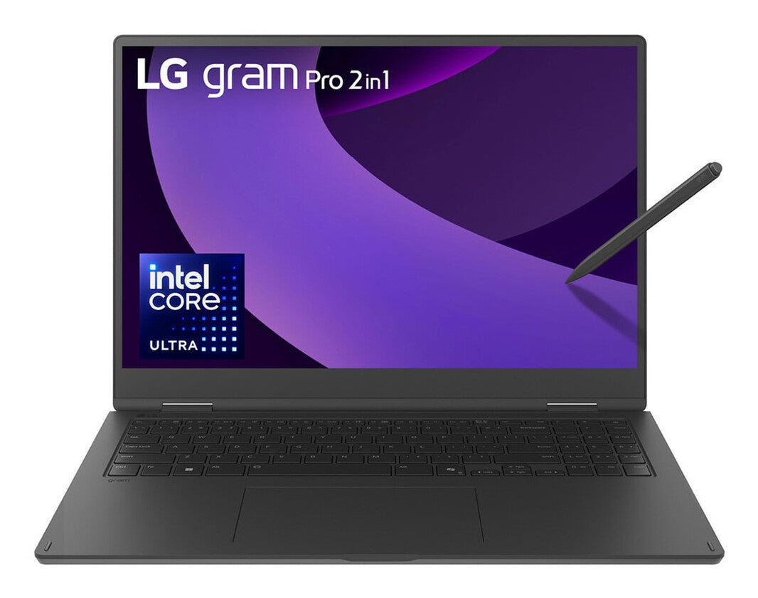 LG Gram Pro 16TB90TP Intel Core Ultra 7 255H Hybrid (2-i-1) 40,6 cm (16") Pekskärm WQXGA+ 16 GB LPDDR5x-SDRAM 1 TB SSD Wi-Fi 7 (802.11be) Windows 11 Pro tyska Svart