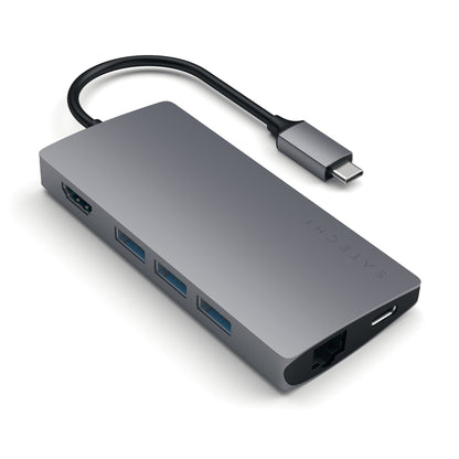 Satechi Multi-Port Adapter V2 Dock st. USB 3.2 Gen 1 (3.1 Gen 1) Type-C Grå
