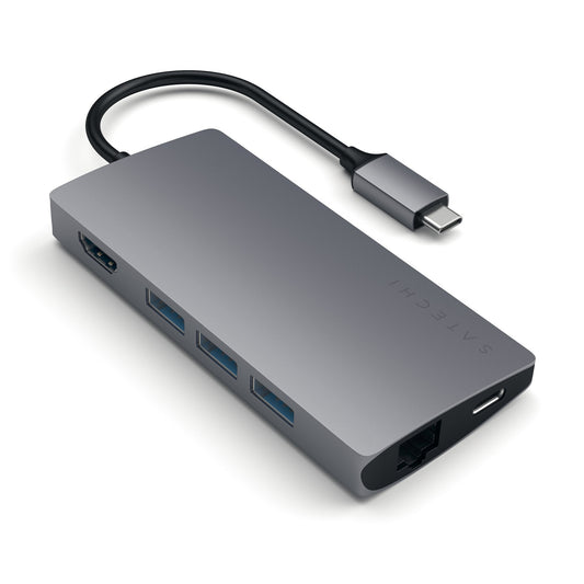 Satechi Multi-Port Adapter V2 Dock st. USB 3.2 Gen 1 (3.1 Gen 1) Type-C Grå