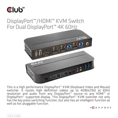 CLUB3D CSV-7210 KVM-switchar Svart