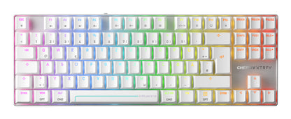 CHERRY MX 8.2 Pro TMR Wireless tangentbord Spela USB + RF Wireless + Bluetooth QWERTZ tyska Silver, Vit
