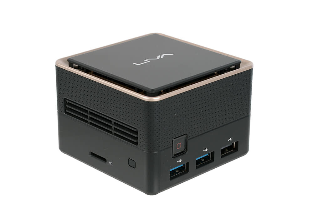 ECS LIVA Q3 Plus AMD Ryzen Embedded V1000 V1605B 8 GB DDR4-SDRAM 128 GB eMMC Mini PC Mini-PC Svart