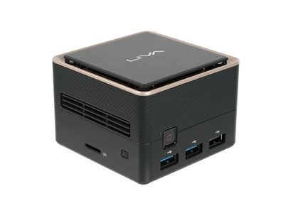 ECS LIVA Q3 Plus AMD Ryzen Embedded V1000 V1605B 8 GB DDR4-SDRAM 128 GB eMMC Mini PC Mini-PC Svart
