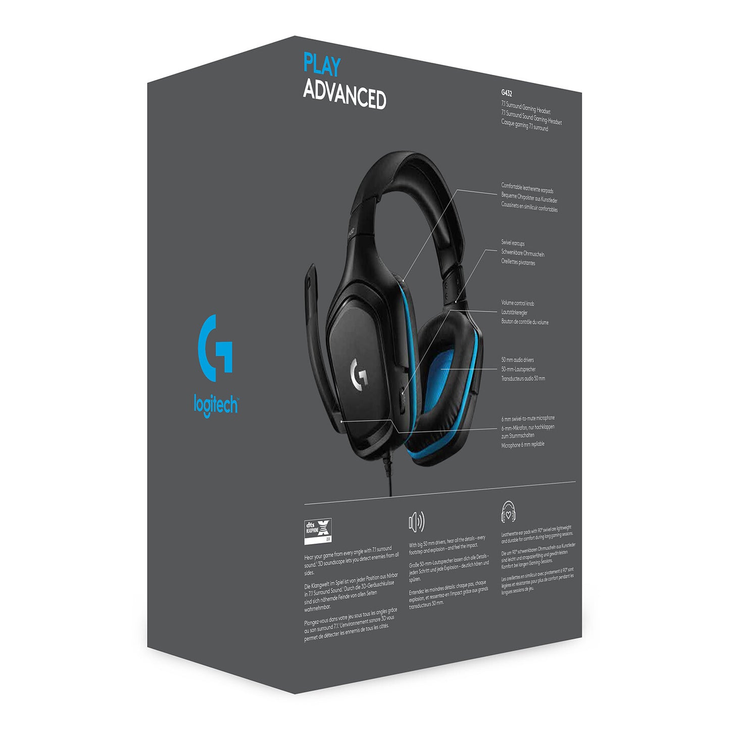 Logitech G 981-000770 hörlur och headset Kabel Huvudband Spela Svart, Blå