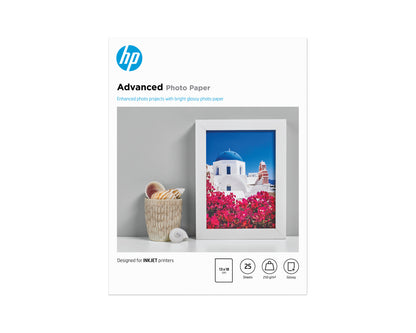 HP Advanced Photo-papper, glättat, 250 g/m2, 13 x 18 cm (127 x 178 mm), 25 ark