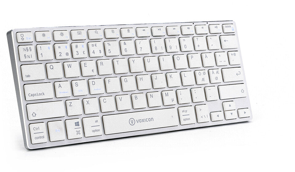 Voxicon Ultra-Slim BT 400 tangentbord Bluetooth Nordic Silver, Vit