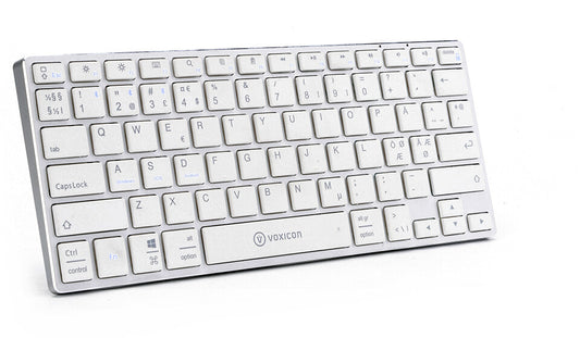 Voxicon Ultra-Slim BT 400 tangentbord Bluetooth Nordic Silver, Vit