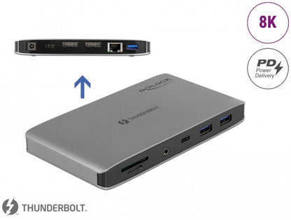 DeLOCK 87777 dockningsstationer för bärbara datorer Kabel Thunderbolt 3 Grå