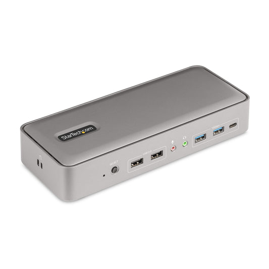StarTech.com KVM-dockningsstation för dubbla bärbara datorer med USB-C, 4K 60 Hz DisplayPort-dockningsstation för dubbelskärm, USB-hubb med 5 portar, GbE, 90 W/45 W strömförsörjning till två bärbara datorer, Windows/Mac, KVM-dockningsstation med 2 värdar